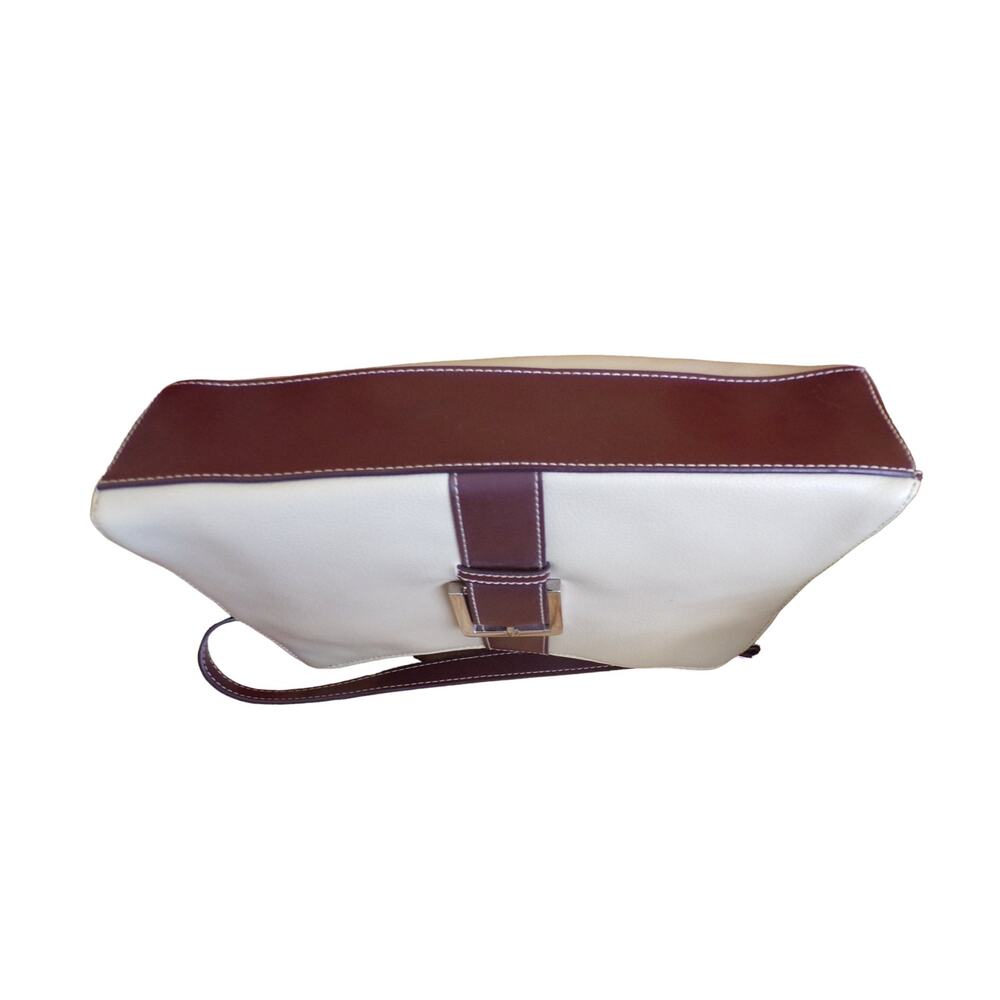 Mondani Bag Buckle Accent Tan and Brown Top Handle Bag - Picture 3 of 5